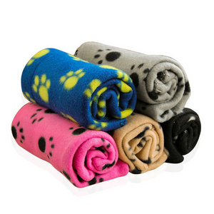 Wholesale Pet Beds Quality Hot Sale Multi-colors Dog Blankets Soft Fleece Luxury Paw Prints Dog Pet Blankets for puppy cats