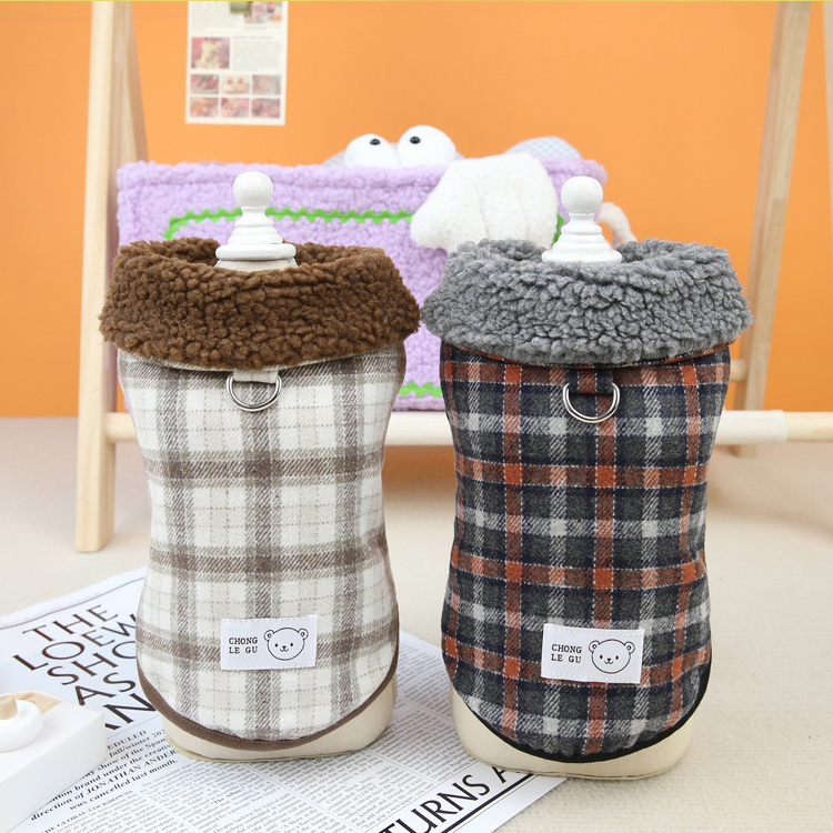 Fashionable Classic Plaid Dog Harness Clothes Thicken Warm Small Medium Dogs Pet Coat Wholesale