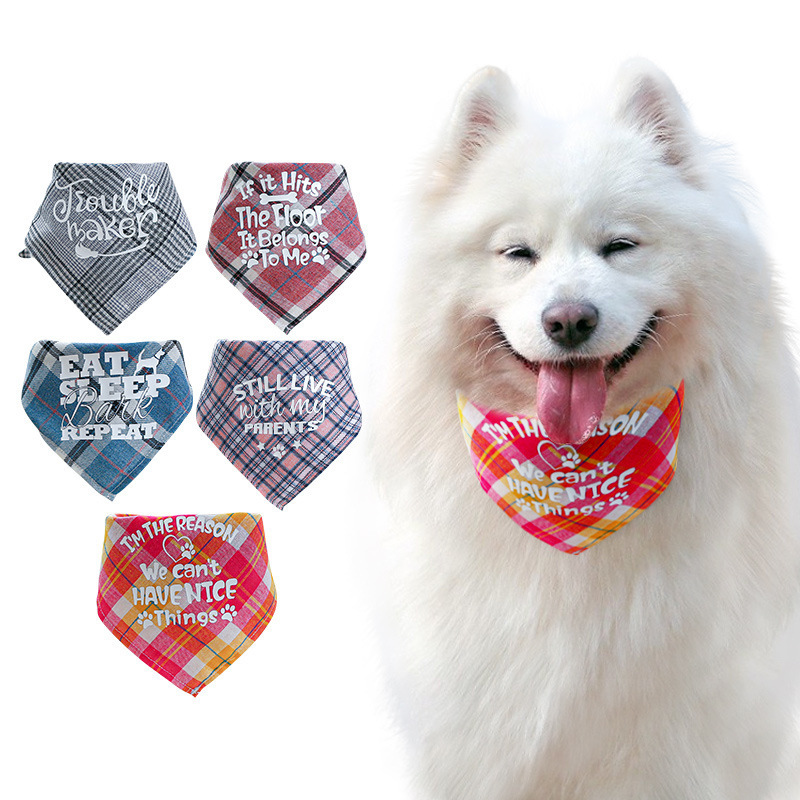 Pet Accessories Four Seasons Triangle Pet Scarf Collar Plaid Dog Cat Bandanas Fashionable Prints Pet Bibs