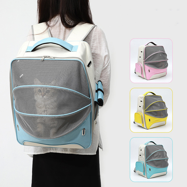 2023 New Luxury Outdoor Pet Carrier Backpack Breathable Cat Dog Double Shoulder Bag Portable Travel Cat Large Size Backpacks