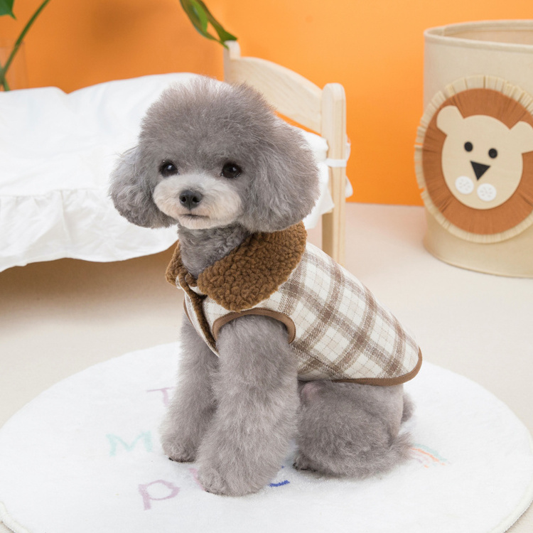 Fashionable Classic Plaid Dog Harness Clothes Thicken Warm Small Medium Dogs Pet Coat Wholesale