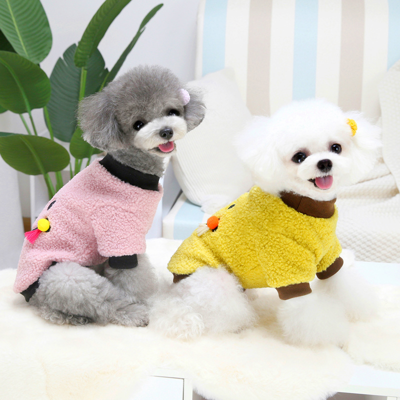 Winter Autumn Dog Pet Clothes Two Feet Warm Fleece Happy Smile Pattern Dog Coat on Sale