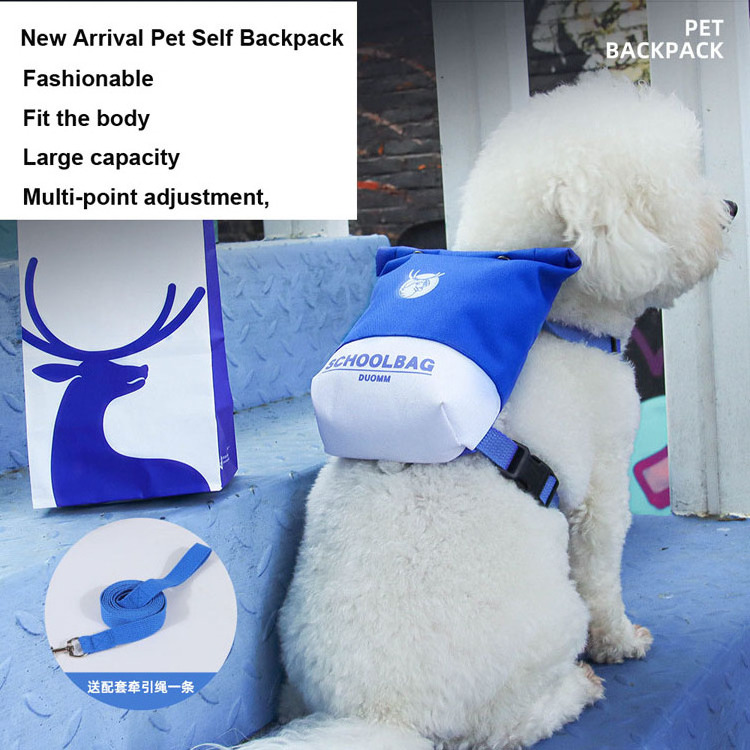 2024 New Pet Self Backpacks Fashion Small Puppy Dogs School Bag Outdoor Travel Play Treat Dog Pet Knapsack Backpack with Leash