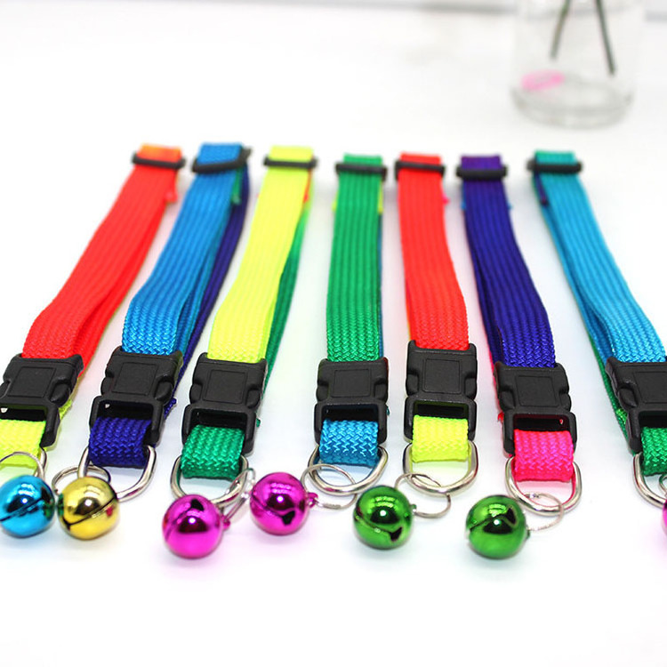 Cool gradient color pet collar puppy dog cat collars with bell