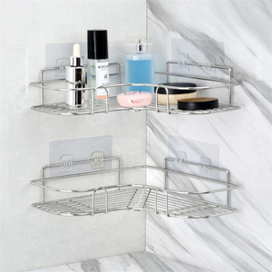 Hot sale Bathroom Accessories Shower Stainless Steel storage rack Double Corner Triangular Shelving