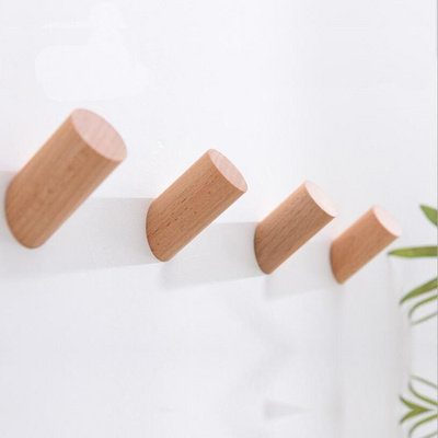 Bedroom Storage Hangers Beech Wooden Coat Hooks Wall Mounted Single Wall Wood Hook