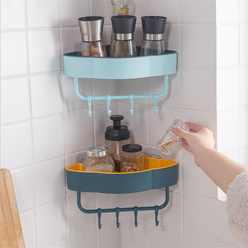 Bathroom plastic suction cup Shower Wall Storage Rack Holder Shelf Triangle Corner Shelf