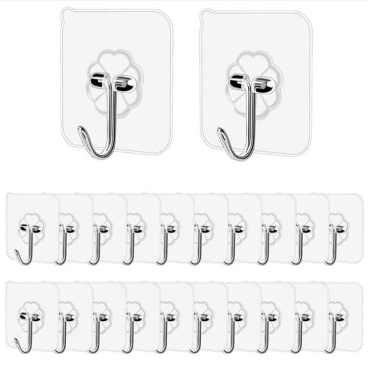 Custom PVC Modern door coat Decorative Transparent Plastic Strong traceless Self Adhesive suction sticky Hanger Wall Hook