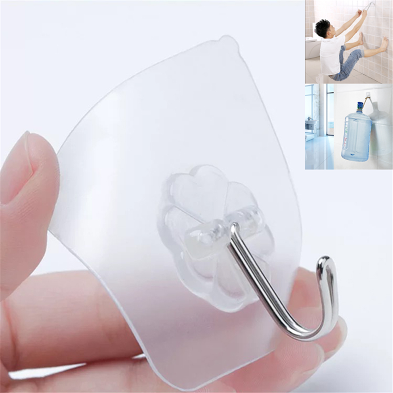 Custom PVC Modern door coat Decorative Transparent Plastic Strong traceless Self Adhesive suction sticky Hanger Wall Hook