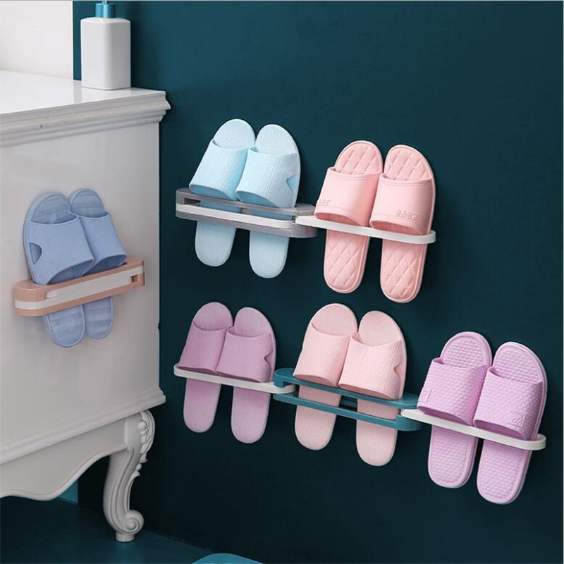 Self adhesive 3 in 1 Wall Mounted Foldable Shoes Organizer Holder Storage Hanger rack