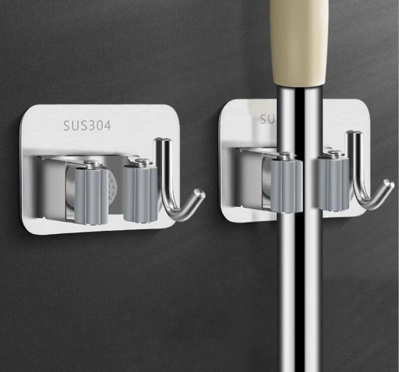 Customizable Bathroom Kitchen Storage wall mount 304 stainless steel Tool Rack broom mop holders