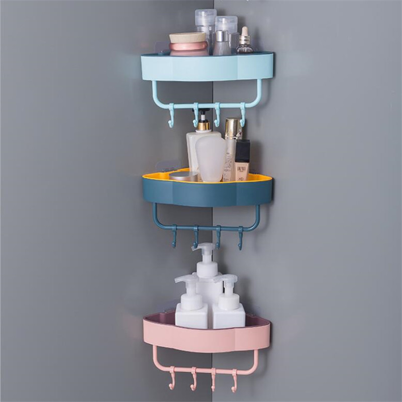 Bathroom plastic suction cup Shower Wall Storage Rack Holder Shelf Triangle Corner Shelf