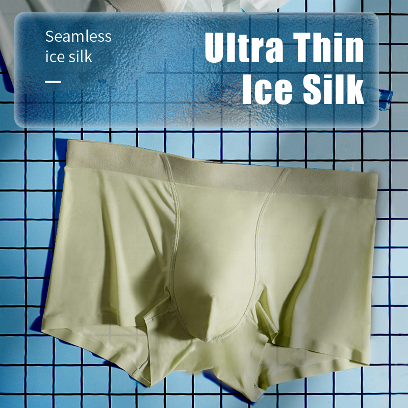 Summertime Ultrathin Cool Ice Silk Silky Male Panties Briefs Boxers Quick Dry Comfortable Breathable Seamless Mens Underwear