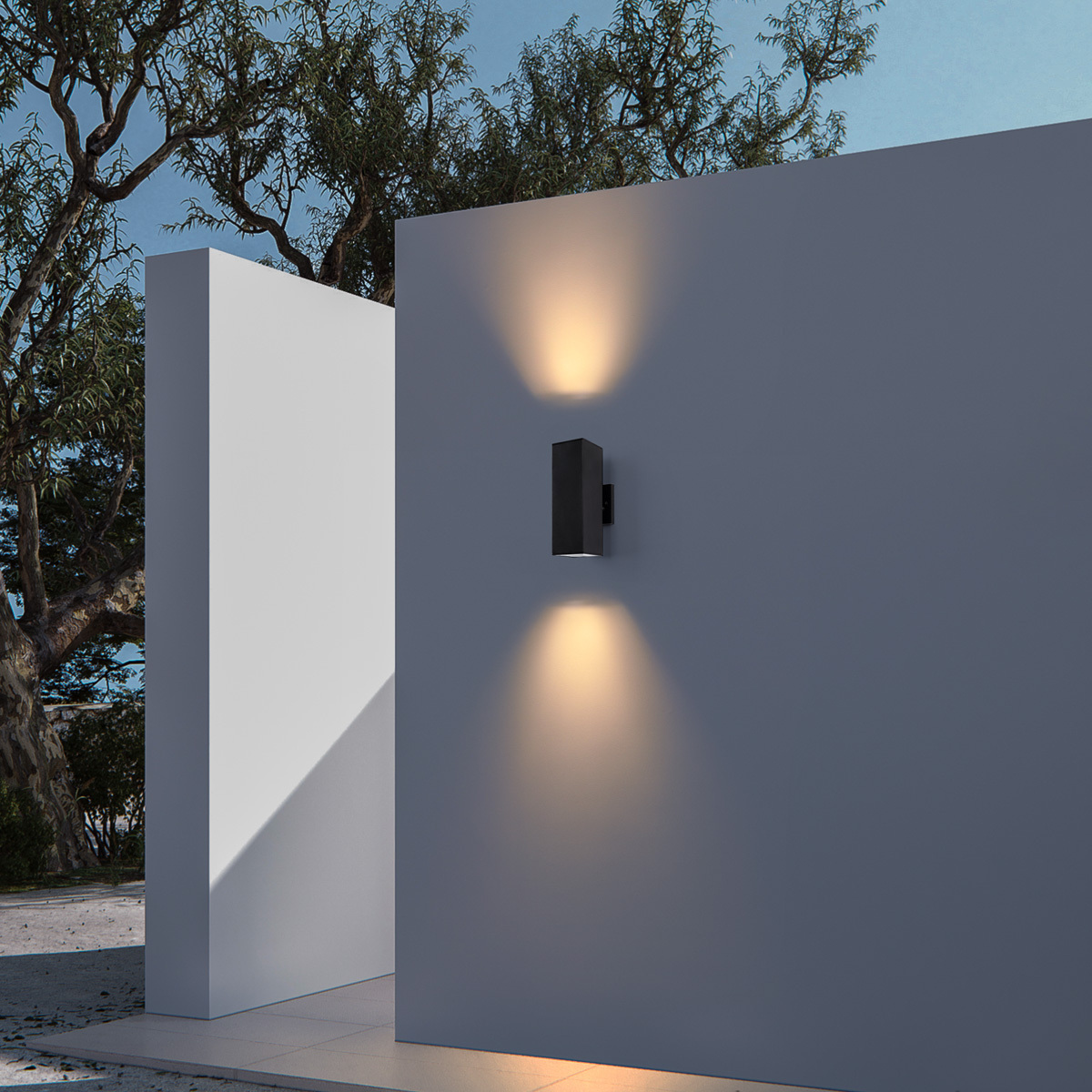 ETL listed Modern Outdoor wall Light with Aluminum Rectangular Tube and Tempered Glass Cover Waterproof garden light(Matte Black