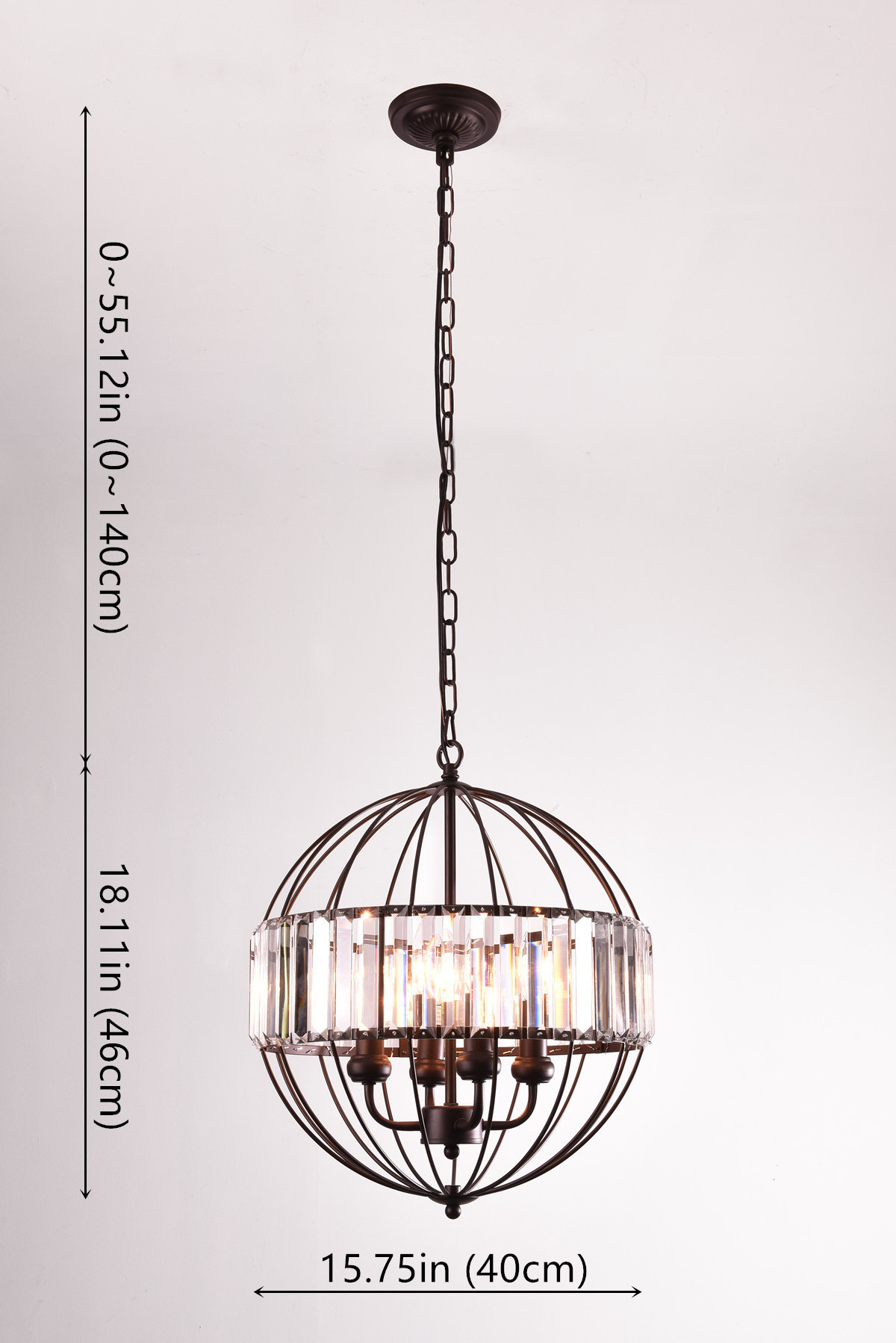 mirrea Vintage Metal Cage Crystal Chandeliers Pendant Lights Oil Rubbed Dark Bronze 4 Lights of Candelabra Base