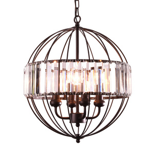 mirrea Vintage Metal Cage Crystal Chandeliers Pendant Lights Oil Rubbed Dark Bronze 4 Lights of Candelabra Base