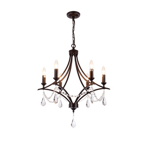 mirrea Vintage Crystal Chandeliers Pendant Lights No Shade Oil Rubbed Dark Bronze 6 Lights of Candelabra Base