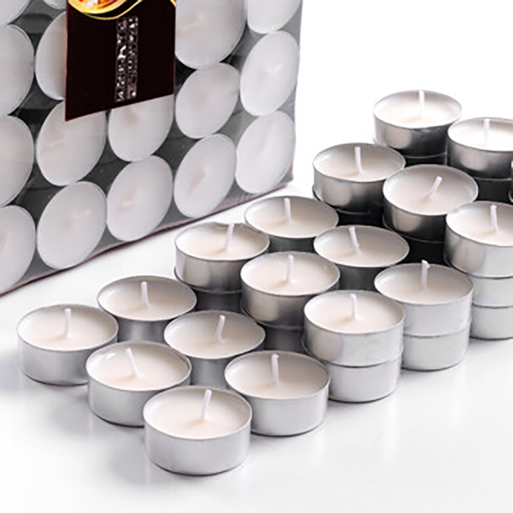 2 4 8 Hours 50 100 Bulk Packs White Unscented Smokeless Tea Lights  For Date Party Home Use