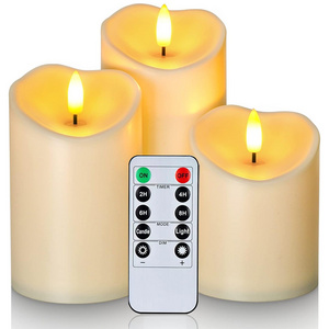 Battery Operated LED Pillar Candles with Remote Control and Timer, Outdoor Waterproof Flameless , Long Lasting