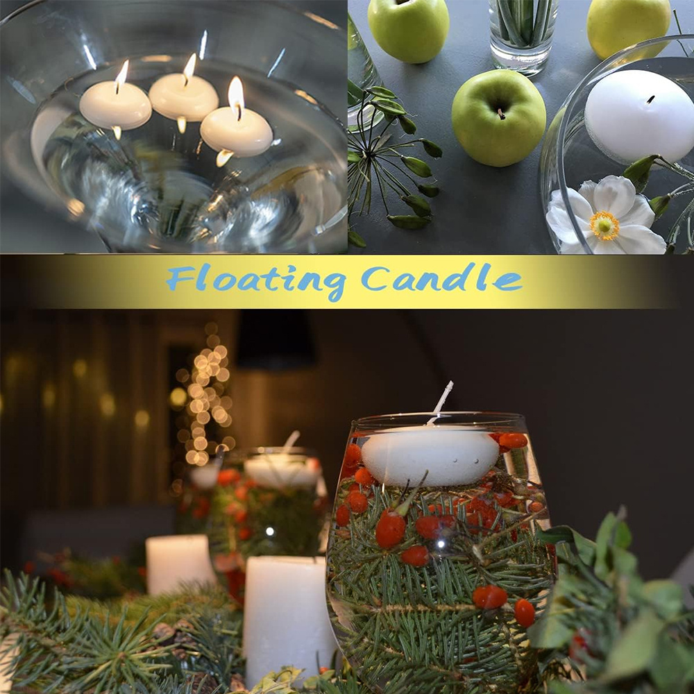 4 Hour Floating Candles,White Unscented Wax for Cylinder Vases, Centerpieces at Wedding, Party, Pool, Holiday