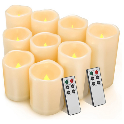 Outdoor Waterproof Candles,Battery Operated Candles Remote Control LED Candles with Timer,Flameless Pillar Candles Set of 3