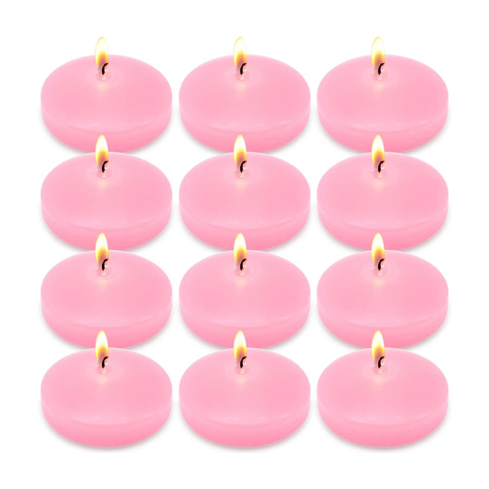 Unscented Dirpless Water Wax Floating Candles for Vases,4.5 Hour Pink Floating Candles,Wedding,Party,Pool,Holidays