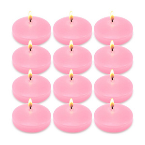 Unscented Dirpless Water Wax Floating Candles for Vases,4.5 Hour Pink Floating Candles,Wedding,Party,Pool,Holidays