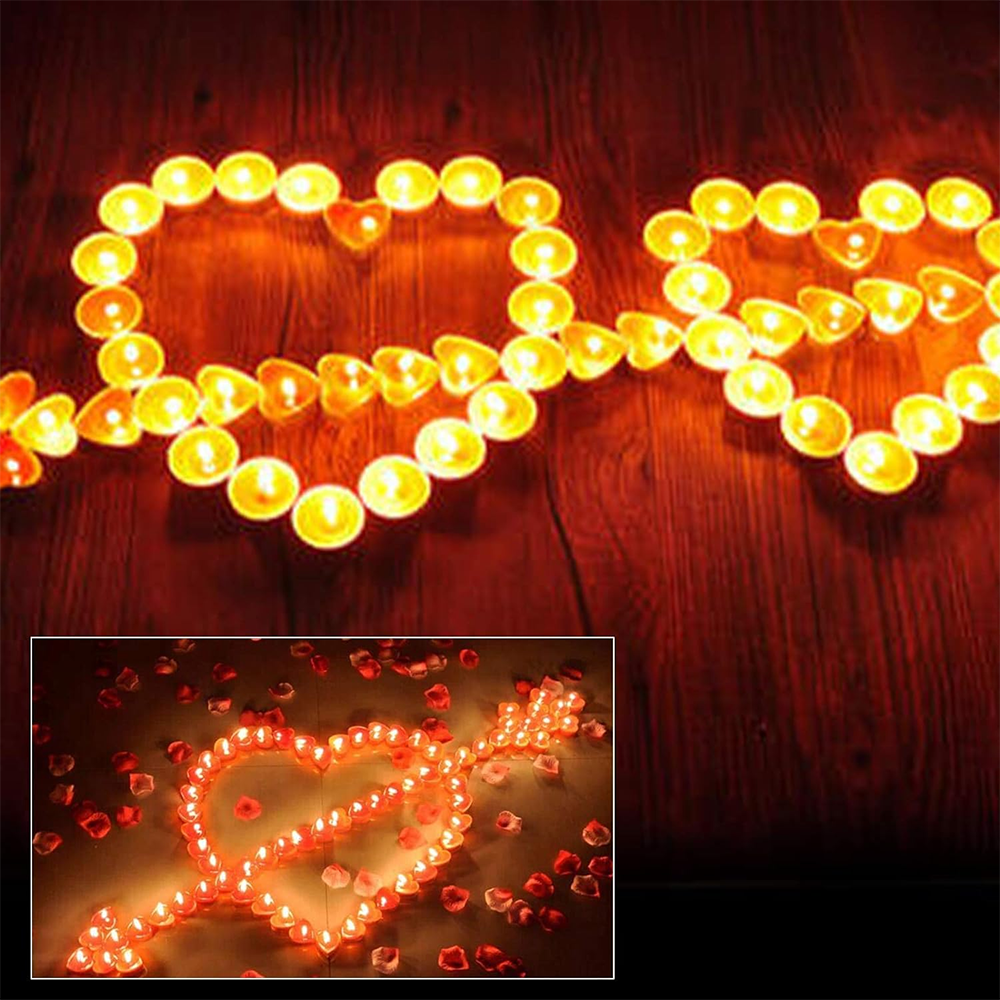 50Packs Heart Shaped Tealight Candles,Romantic Love Unscented Tea Lights Candles for Romantic Decor Pool Dinners Home Wedding