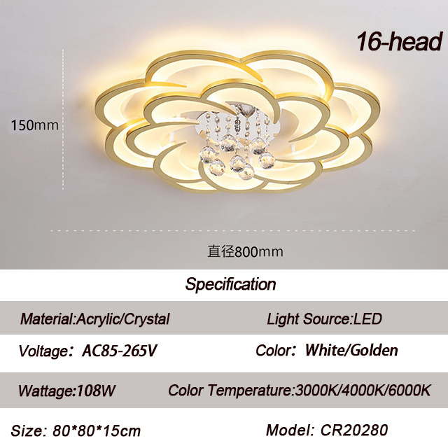 Fancy Ceiling Light With Flower Shape Led Crystal Ceiling Lamp For Home Decorate Chandelier Ceiling Modern Surface Mounted