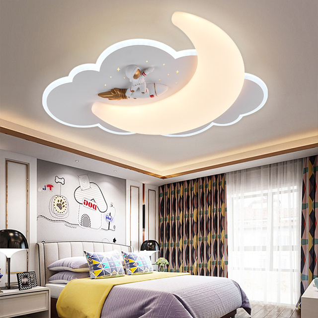 Modern Led Ceiling Light For Children's Room Bedroom Study Kids Baby Blue Cartoon Astronaut Ceiling Lamp Decor Light Fixtures