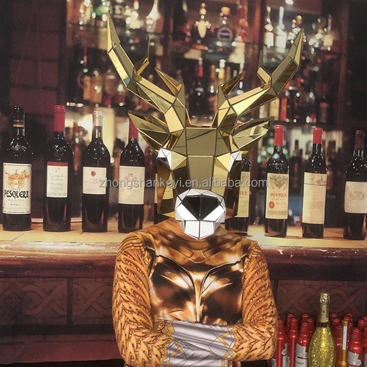 New Arrival Cosplay Costume Masquerade Golden Mirror Mask Deer Head