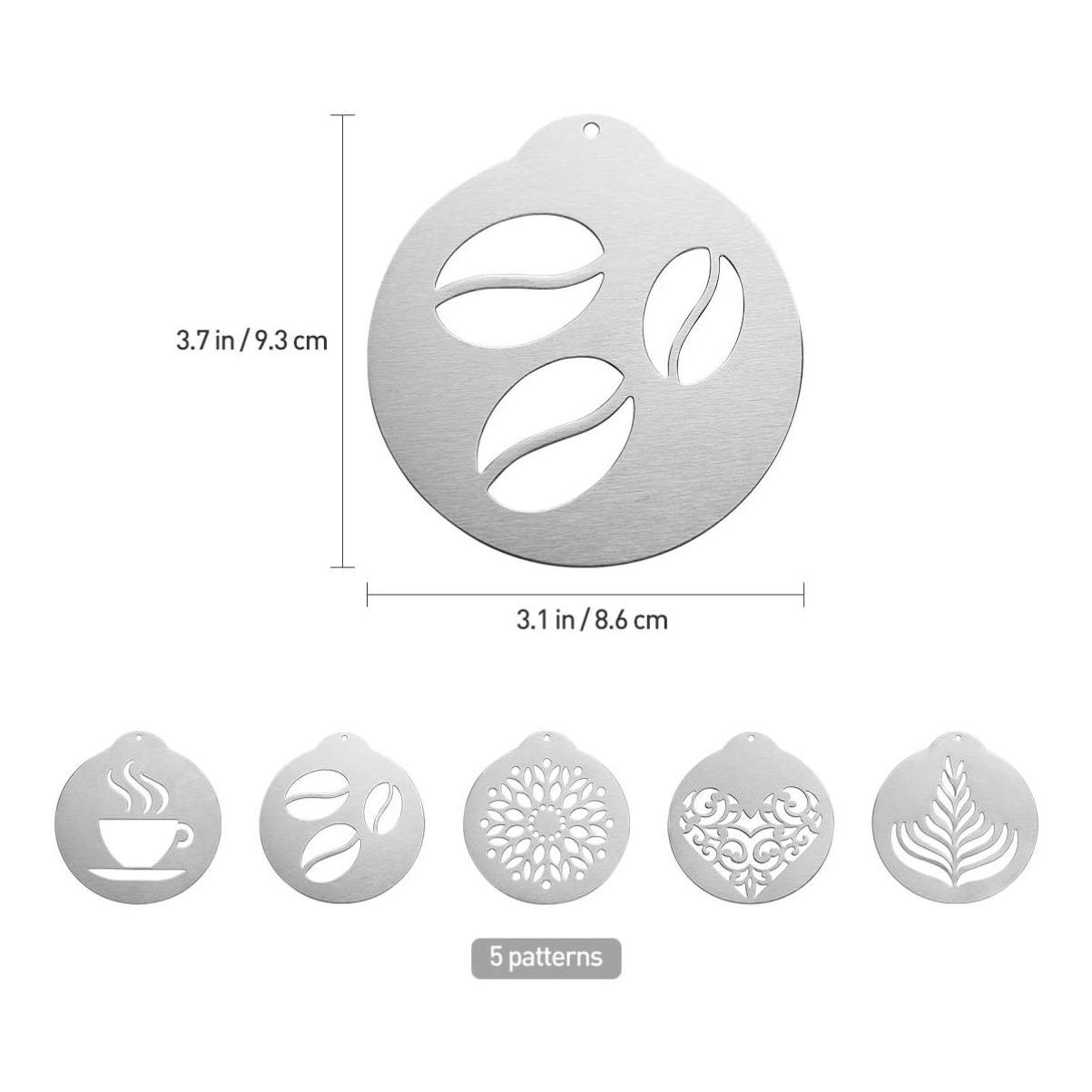 Reusable Coffee Cappuccino Milk Foam Latte Art Stencils Decorating Tool Stainless Steel Coffee Stencil