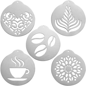 Reusable Coffee Cappuccino Milk Foam Latte Art Stencils Decorating Tool Stainless Steel Coffee Stencil