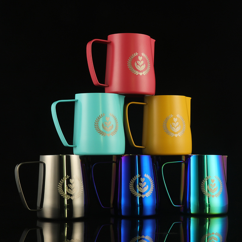 Colorful 304 Stainless Steel Metal Coffee Milk Frothing Cup Barista Steaming Jug Accessories Espresso Milk Pitcher