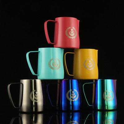 Colorful 304 Stainless Steel Metal Coffee Milk Frothing Cup Barista Steaming Jug Accessories Espresso Milk Pitcher