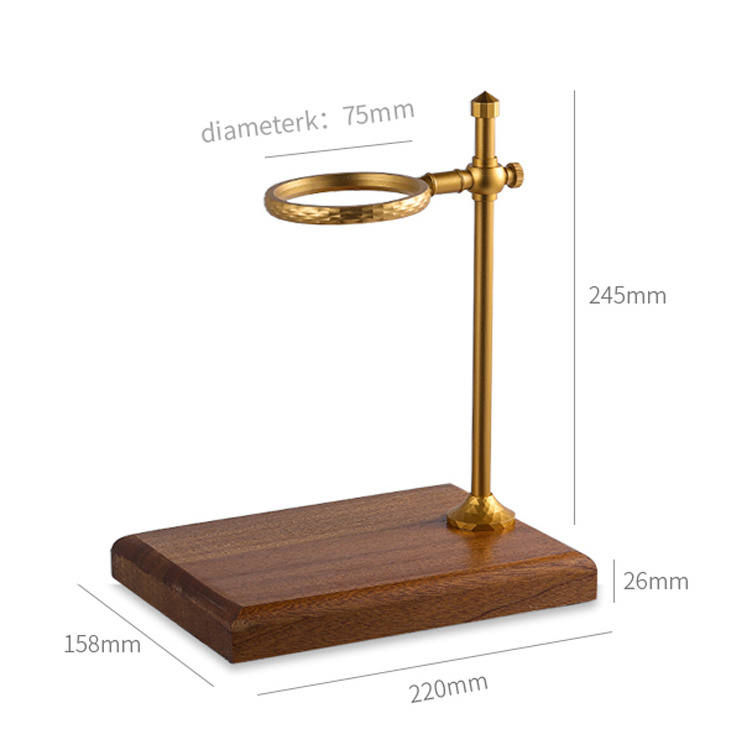 Brass And Solid Wood Pour Over Coffee Stand Coffee Percolator Holder Stand Hand Drip Line Household Coffee Stand