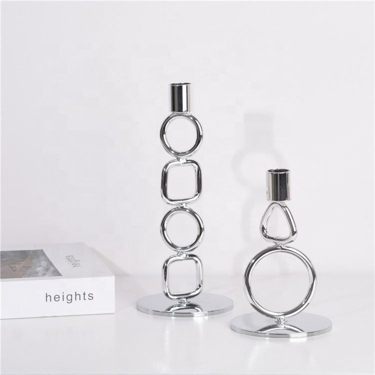 Elegant Shape Silver Tall Candle Holder With Metal Home Decoration Alloy Candle Holder