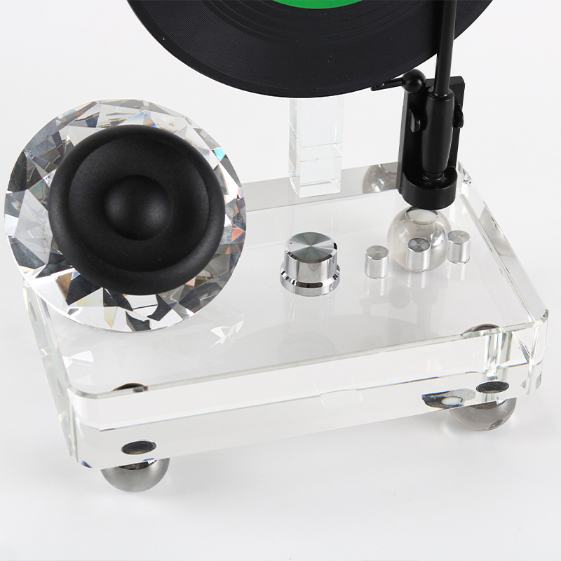 Creative Modern Art Deco Ornament Home Decoration Vinyl Record Player Transparent Black Crystal Wholesale Christmas Ornaments