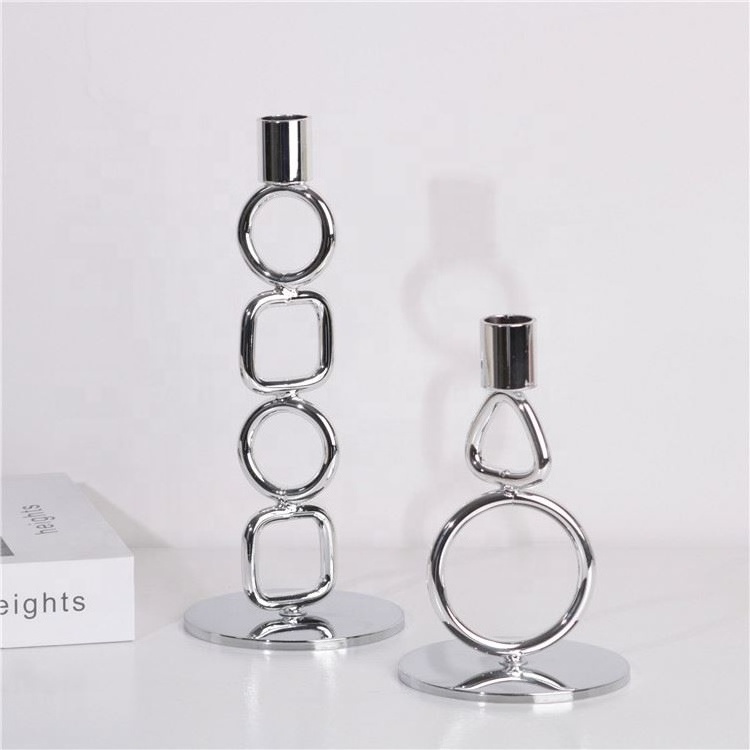 Elegant Shape Silver Tall Candle Holder With Metal Home Decoration Alloy Candle Holder