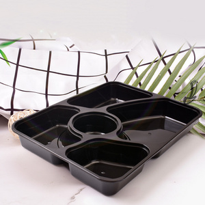 6 compartment plastic lunch box plastic bento lunch box Custom Eco Biodegradable disposable 6 compartment food container