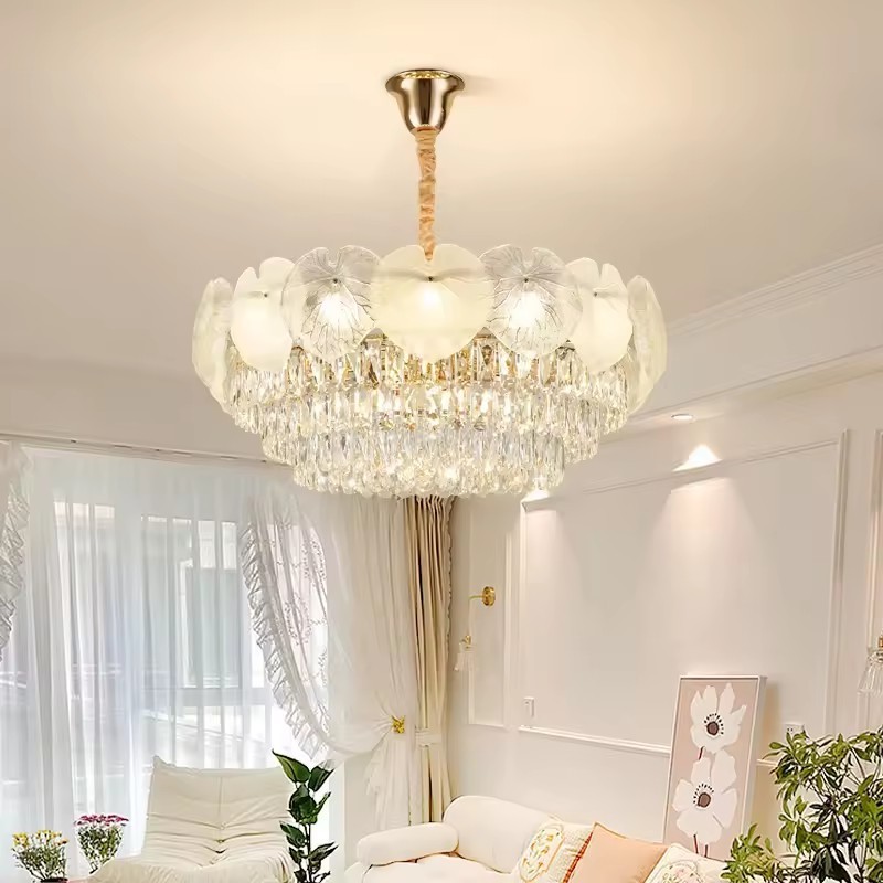 New French light luxury cream wind chandelier crystal lamp romantic warm bedroom living room dining room chandelier