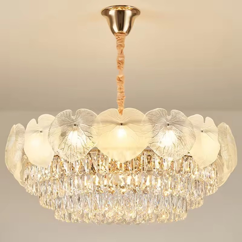 New French light luxury cream wind chandelier crystal lamp romantic warm bedroom living room dining room chandelier