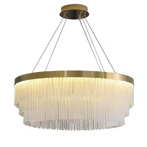 New Modern Indoor Art Design Crystal Chandelier Hall Decoration Golden Chain Lamp Luxury Dining Room Chandelier