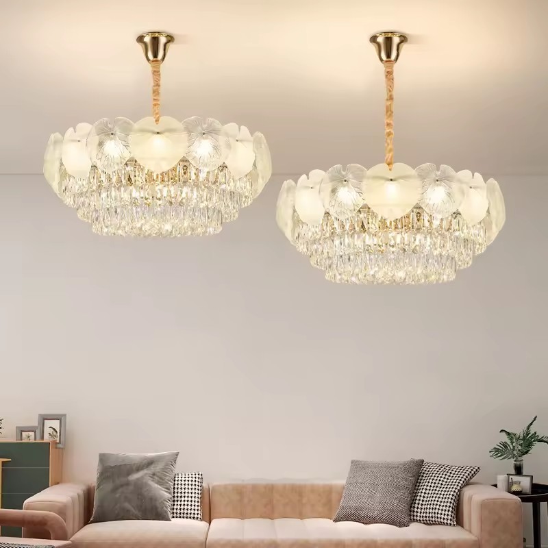 New French light luxury cream wind chandelier crystal lamp romantic warm bedroom living room dining room chandelier