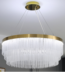 New Modern Indoor Art Design Crystal Chandelier Hall Decoration Golden Chain Lamp Luxury Dining Room Chandelier