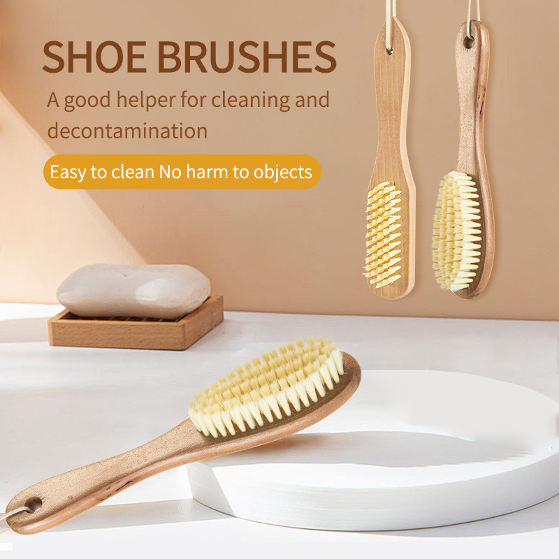 Handle Cleaning Shoe Brush manual Horsehair Bristle Plastic Large Size Wood Silk Cleaning Products Shoes Sole