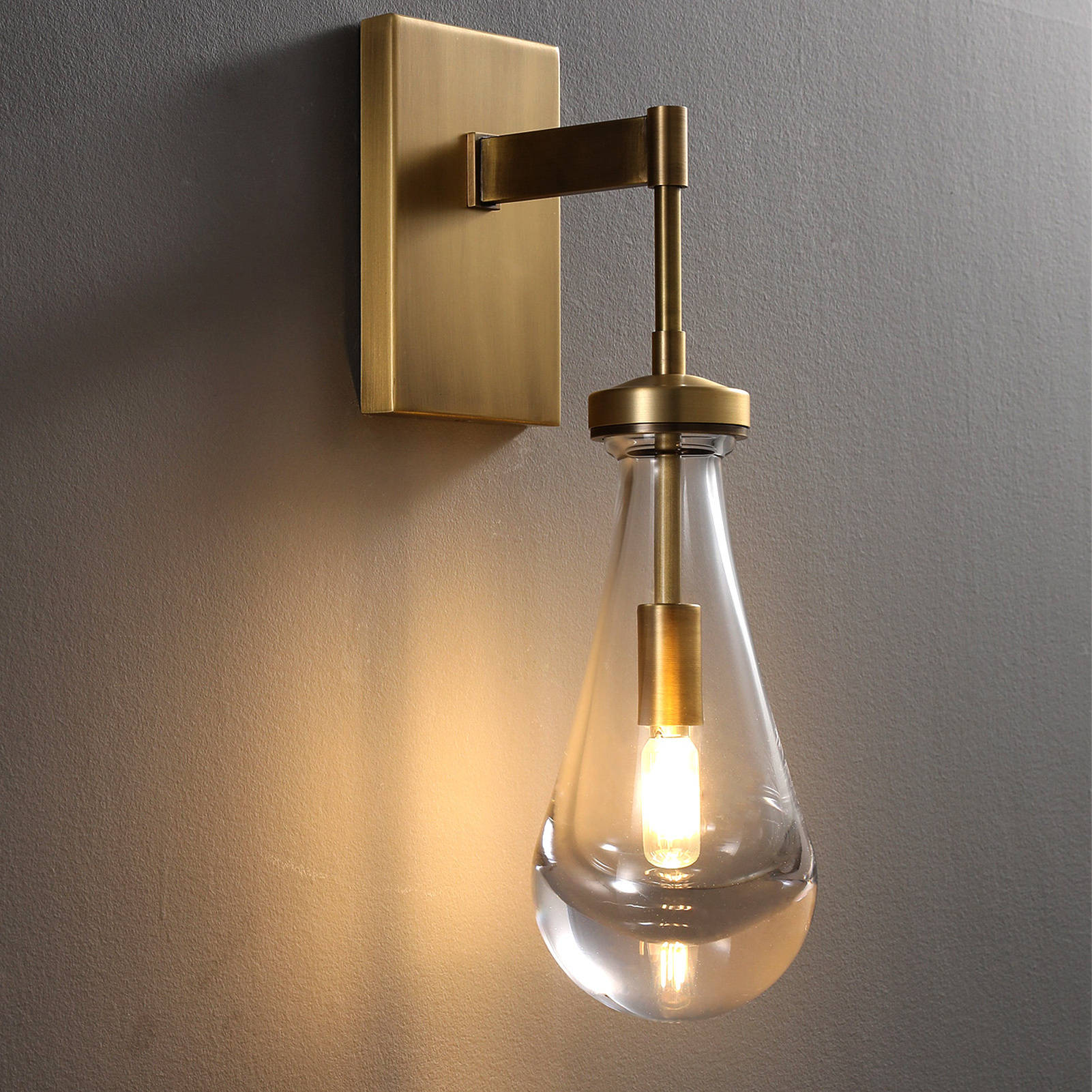 Modern Brass Wall Sconces Lighting Vanity Light Fixtures Bedside Wall Lamp Glass Raindrop Wall Light with Clear Solid 2-year