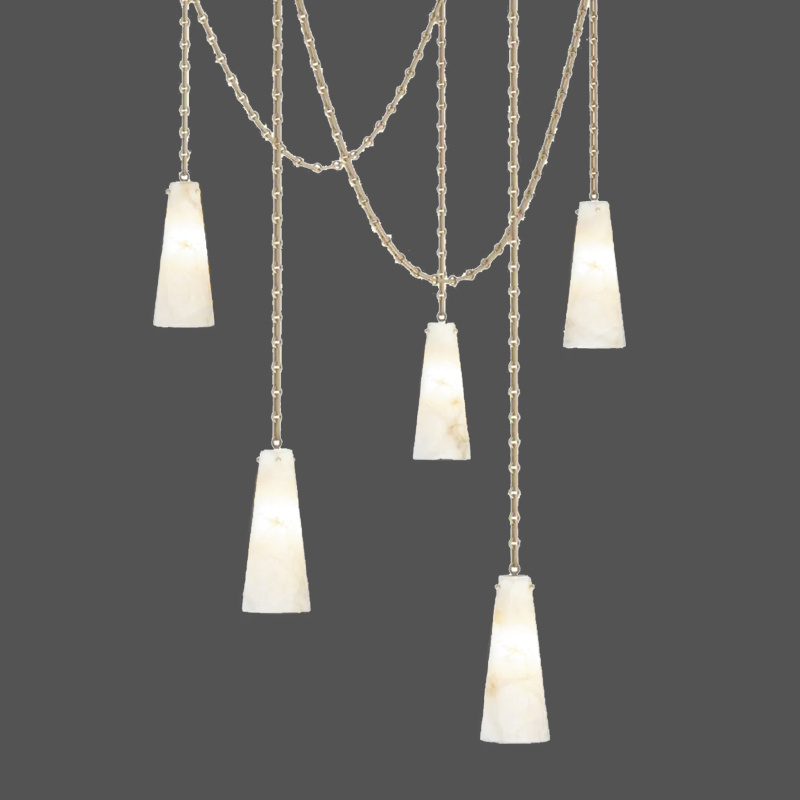 Contemporary Marble Chandelier 5-Light Vintage Alabaster Pendant Cluster Lamp Kitchen Island Hanging Ceiling Light Fixtures