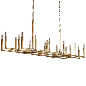 America Antique Retro Pendant Lamp Home Farmhouse Decorative Industrial Gold Ceiling Lighting linear Brass Chandelier