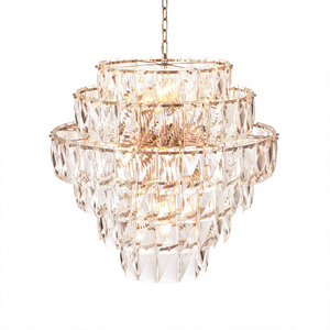 Small Size Dining Chandelier Modern Design Crystal Solid Brass Multi Tier Chandelier